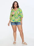 Supersoft Floral Print Drawstring Blouse