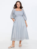 Cotton Polka Dot Print Pocket Midi Dress