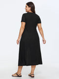 Supersoft Ribbed V-Neck Midi Knit Dress
