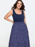 Supportive Bra Ditsy Floral Print Shirred Waist Midi Dress