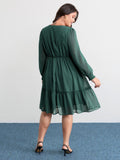 Chiffon Textured Shirred Ruffled Mini Dress