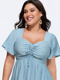 Sweetheart Drawstring Pocket Tiered Dress