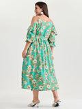 Breezy Floral Ruffled Hem Midi Dress
