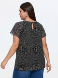 Sheer Sleeve Geometric Print Blouse