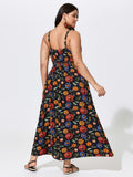Floral Print Shirred Waist Maxi Dress