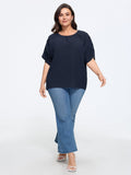 Textured Dot Ruffle Sleeve Loose Blouse