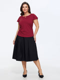 Stretchy Cut-Out Fitted Plain Knit Top