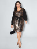 Sparkly Sequin Belted Mini Dress
