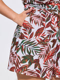 Tropical Palm Leaf Print Metal Buckle Detail One-Piece Swimsuit