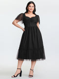 Sheer Sweetheart Ruched Bodice Midi Dress