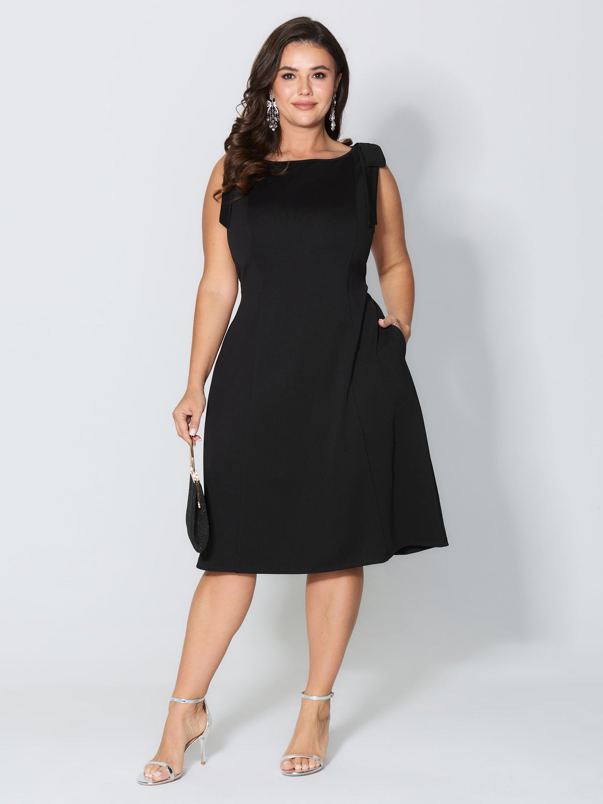 Shoulder Tie Sculpting Bodice Mini Dress