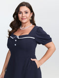 Retro Nautical Detail Color Contrast Mini Dress