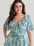 Delicate Paisley Print Ruffled Detail Maxi Dress