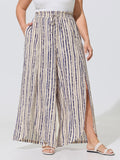 Striped Print Split Hem Gradient Blend Pants