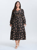 Floral Print Triangular Waist Midi Dress