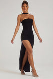 Embellished Bandeau Maxi Dress in Black