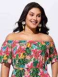 Vibrant Floral Print Off-Shoulder Romper