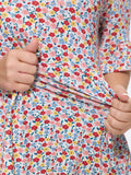 Supersoft Stretchy Floral Print Cut-Out Jersey Top