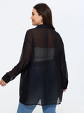 Breathable Sheer Button-Down Shirt