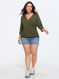 Supersoft Stretchy Solid Surplice Side Ruched T-Shirt