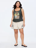 Cotton Stretchy Island Print Tank Top