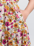 Floral Print Off-Shoulder Stretchy Waist Maxi Dress