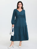 Ruffled Cinched-Waist Button Maxi Dress