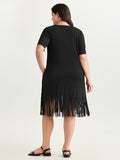 Sunkissed Print Fringe Hem T-Shirt Midi Dress