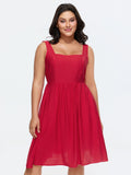 Bowknot Shirred Waist-Defining Plain Mini Dress
