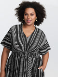 Solid Geometric Dolman Sleeve Pocket Shirred Split Hem Dress
