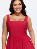 Bowknot Shirred Waist-Defining Plain Mini Dress
