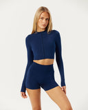 Serenity Cropped Zip Jacket | Navy
