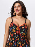 Floral Print Shirred Waist Maxi Dress