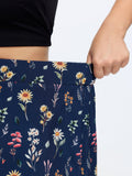 Ditsy Floral Print Stretchy Waist Wide Leg Pants