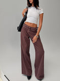 Baccarat Mid Rise Wide Leg Belted Pant Chocolate