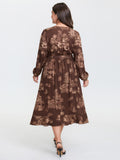 Jouy Pattern Stretch Twill Wrap Midi Dress