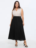 Waist Beaded Pleated Flowy Maxi Skirt