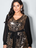 Sparkly Sequin Belted Mini Dress