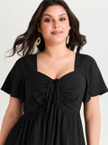 Sweetheart Drawstring Pocket Tiered Dress