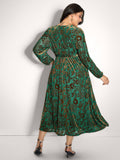Laser-Cut Velvet Waist-Tie Maxi Dress