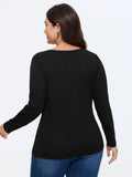 Cotton Solid Crisscross Cut Out Long Sleeve T-Shirt
