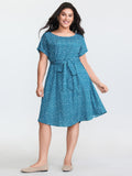 Micro Floral Print Belted Mini Dress