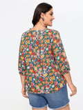 Supersoft Floral Print Tassel Neckline Blouse