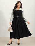 Stripe Print Belted Pockets Maxi Dress