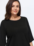 Cotton Stretchy Lace Trim Long Length T-Shirt