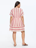 Striped Print Dolman Sleeve Mini Dress