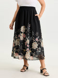 Floral Print Flowy Midi Skirt
