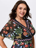 Sarong Set Floral Print One-Piece Swimsuit
