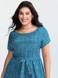 Micro Floral Print Belted Mini Dress