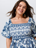 Floral Print Shirred Front Blouse